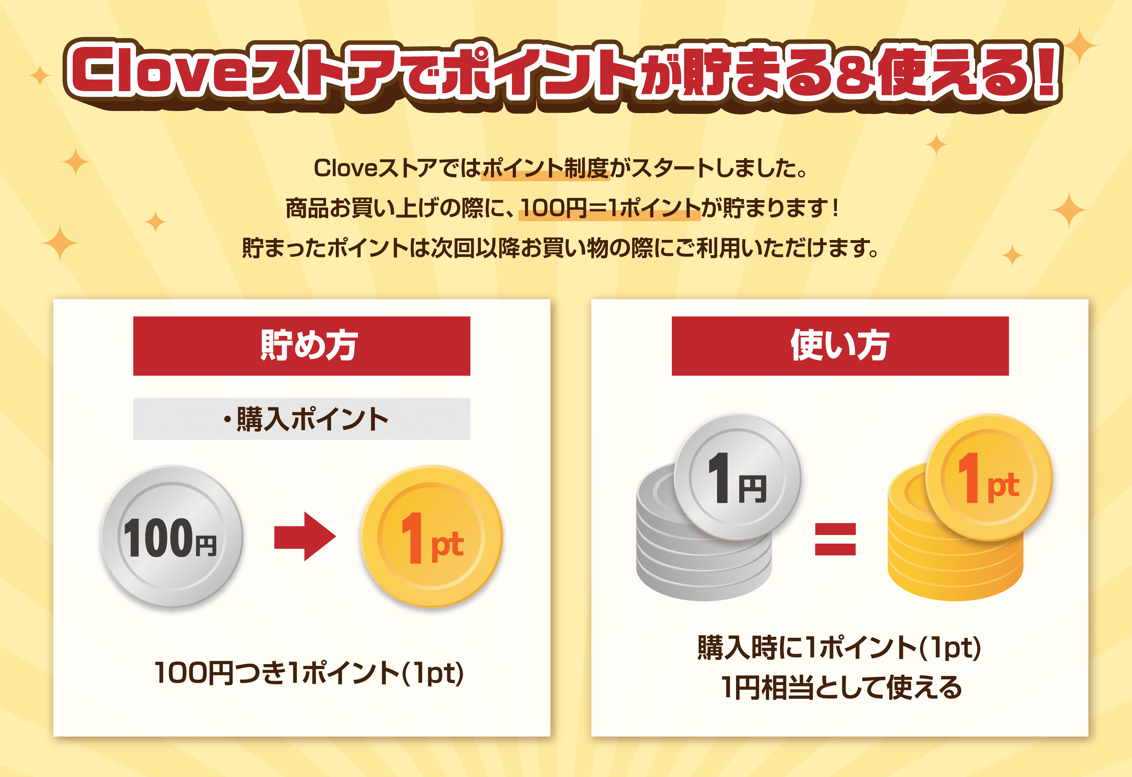 【12/16(月)から】Cloveストアがより便利に!購入時のポイントが「ストアポイント」に進化します